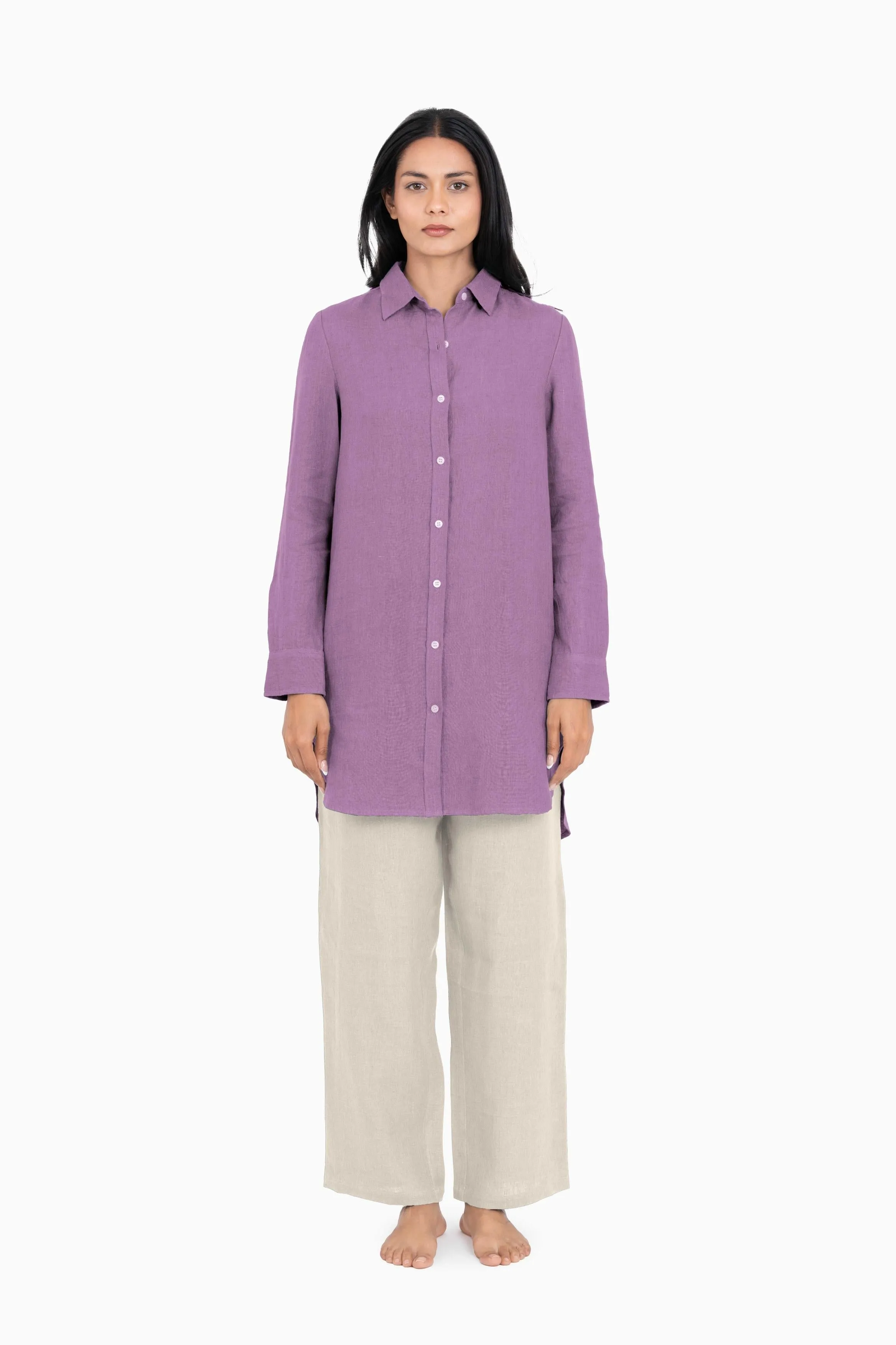 Linen Ginger Long Shirt-Sunburnt Yellow