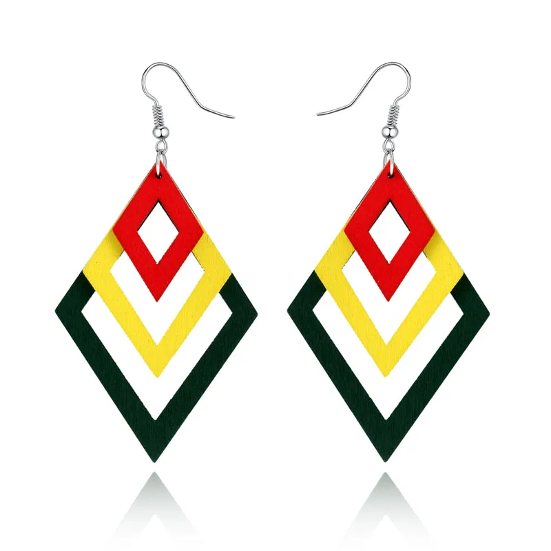 Long Geometric Rasta Earring