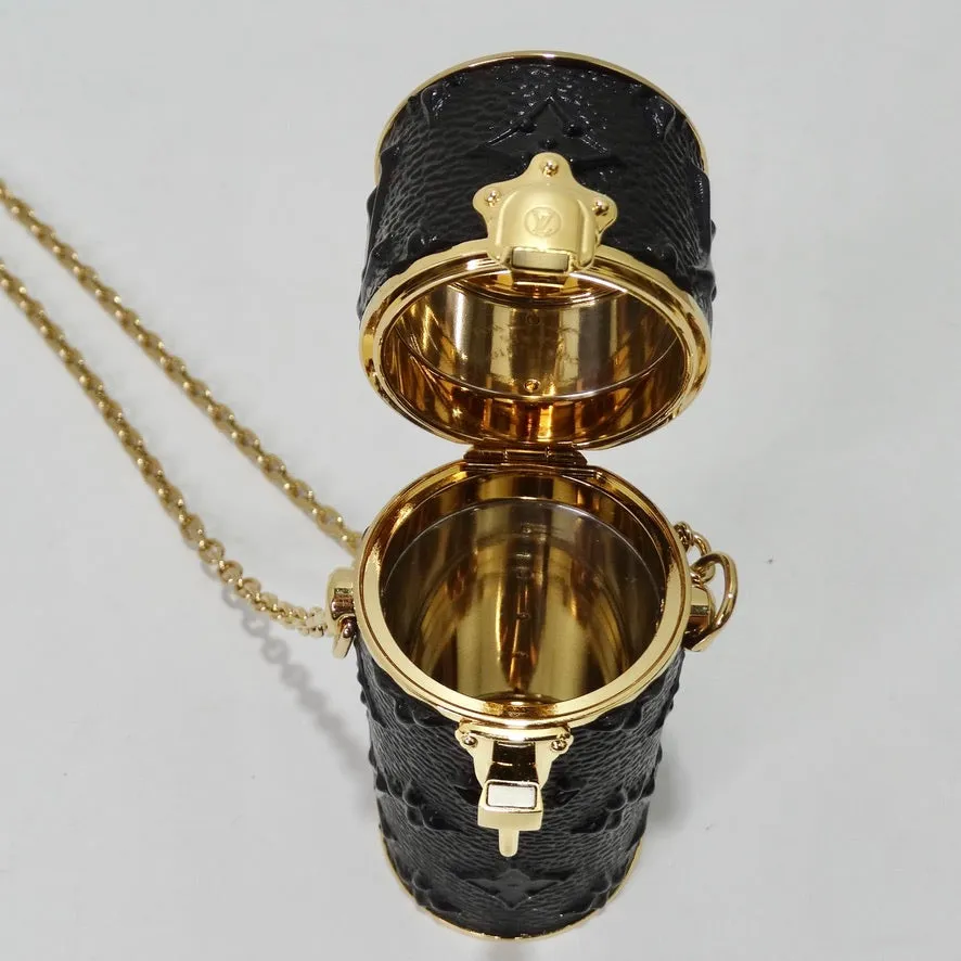 Louis Vuitton Lipstick Case on Chain Embossed Monogram Midnight Canvas