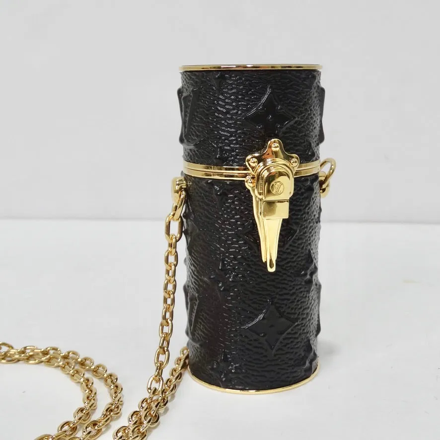Louis Vuitton Lipstick Case on Chain Embossed Monogram Midnight Canvas