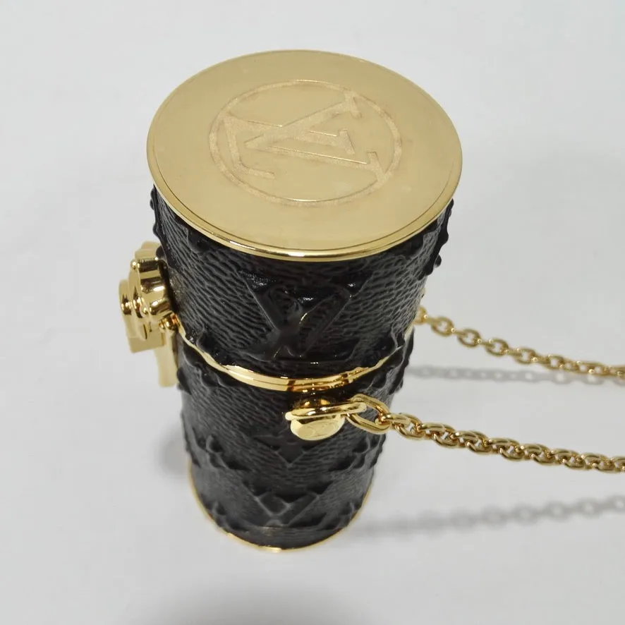 Louis Vuitton Lipstick Case on Chain Embossed Monogram Midnight Canvas