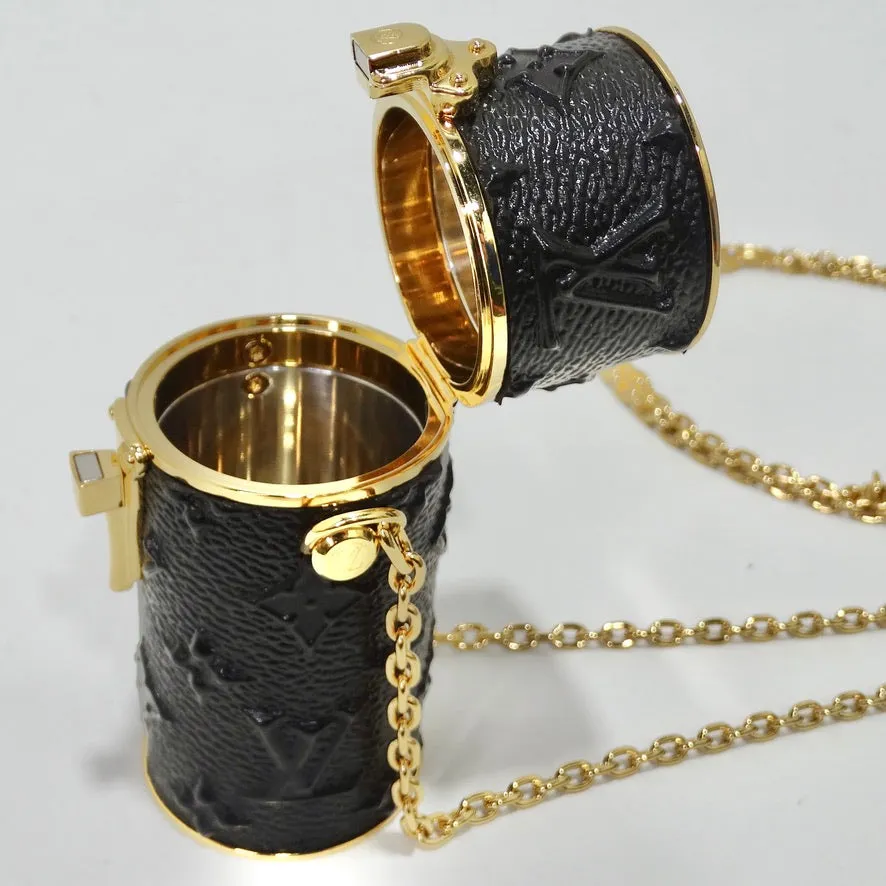 Louis Vuitton Lipstick Case on Chain Embossed Monogram Midnight Canvas