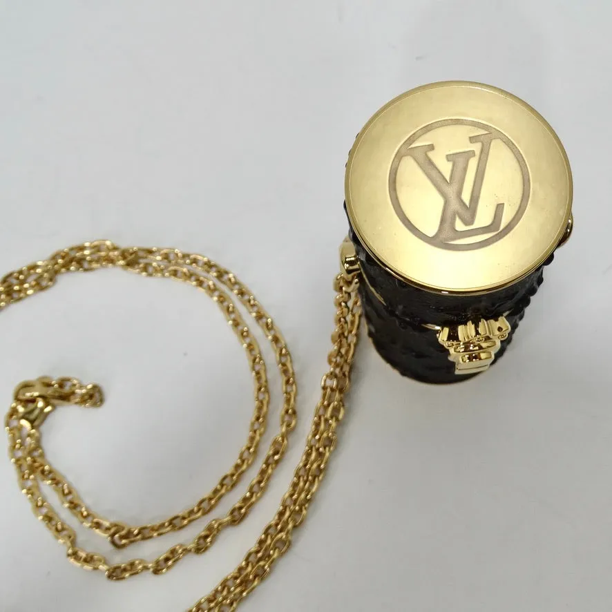 Louis Vuitton Lipstick Case on Chain Embossed Monogram Midnight Canvas