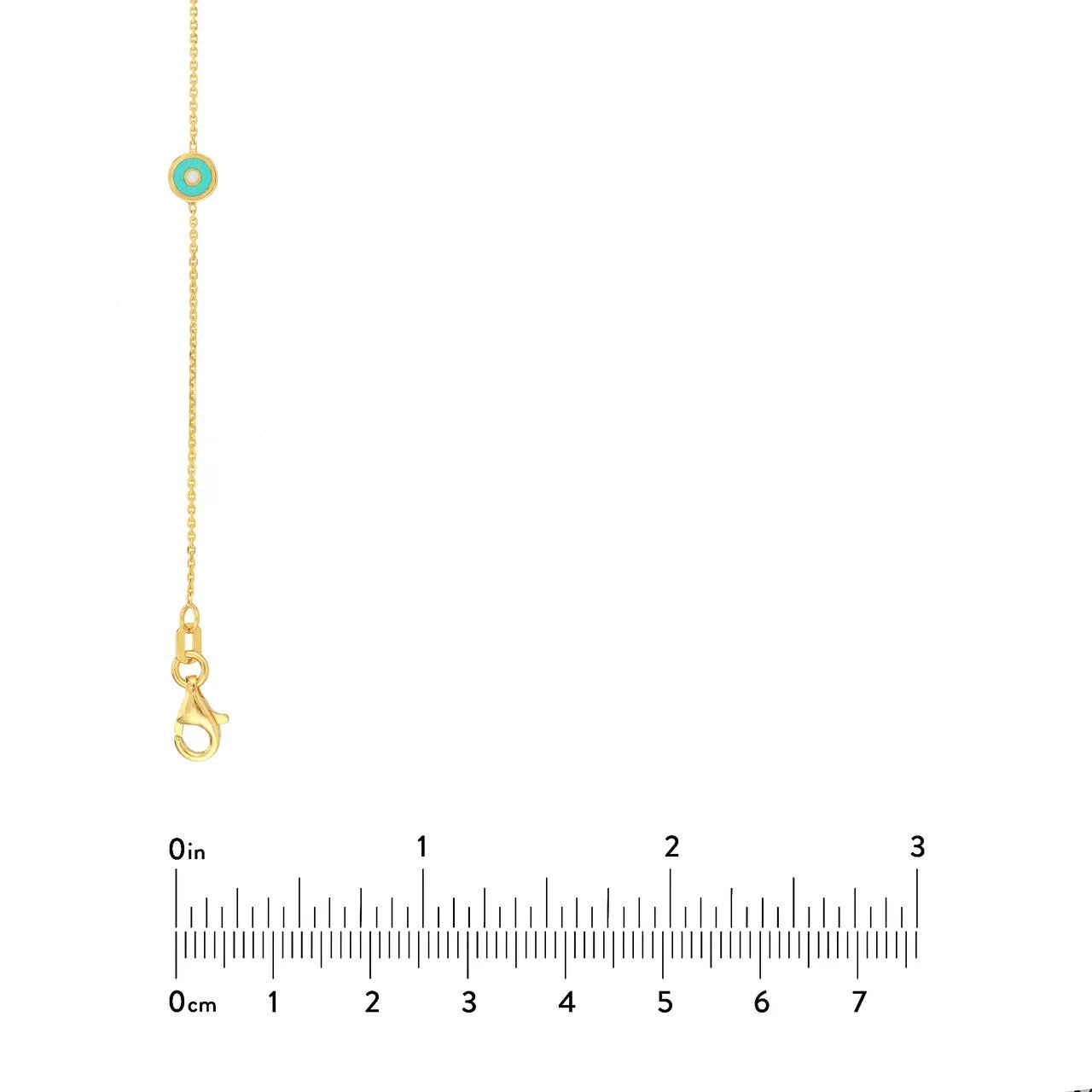 Lt. Turquoise Enamel Round Evil Eye Station Necklace