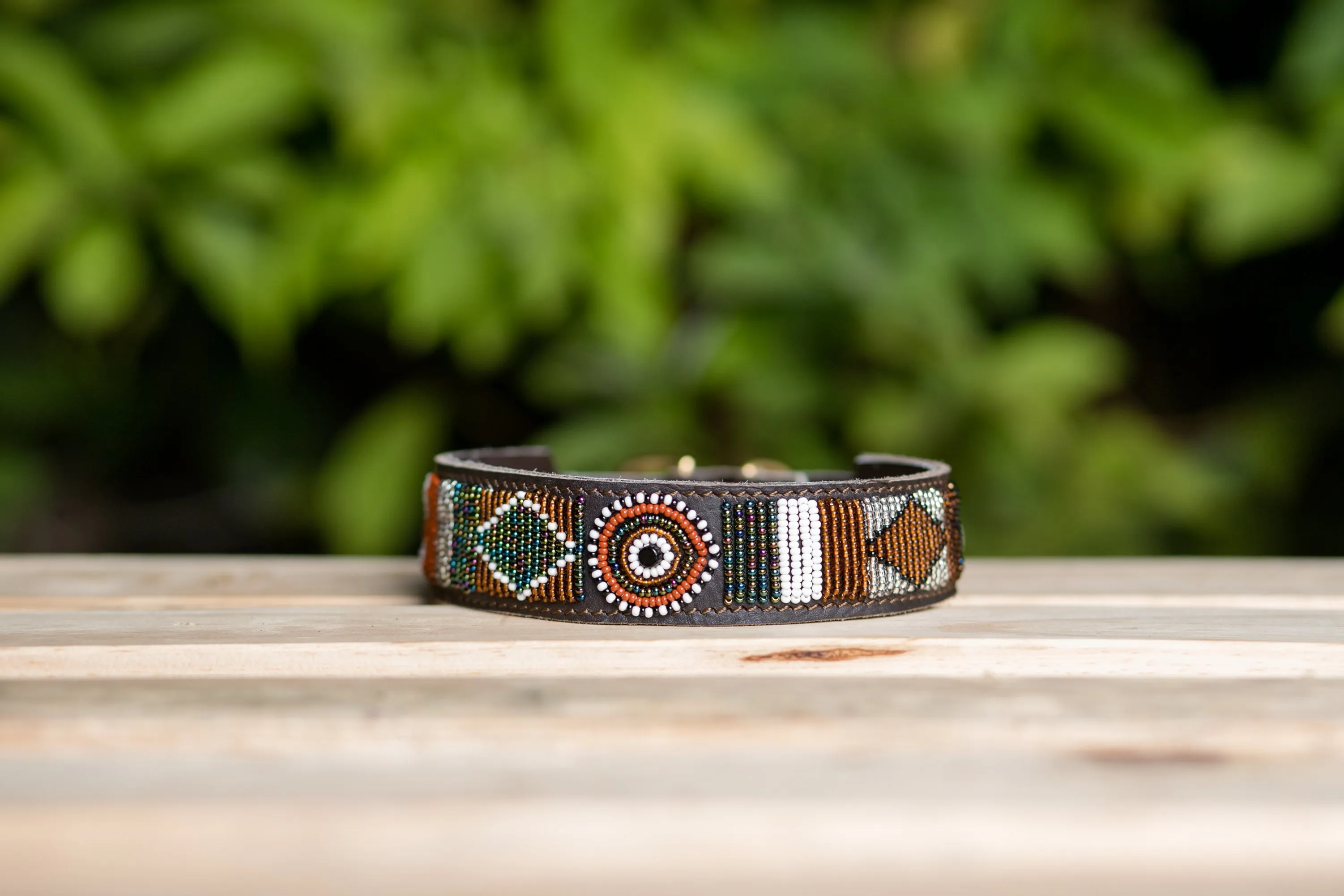 Maasai Beaded Leather Dog Collar