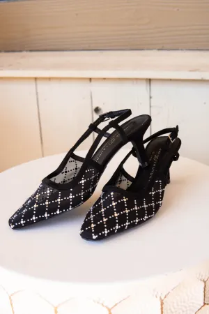 Macee Mesh Kitten Heel Black