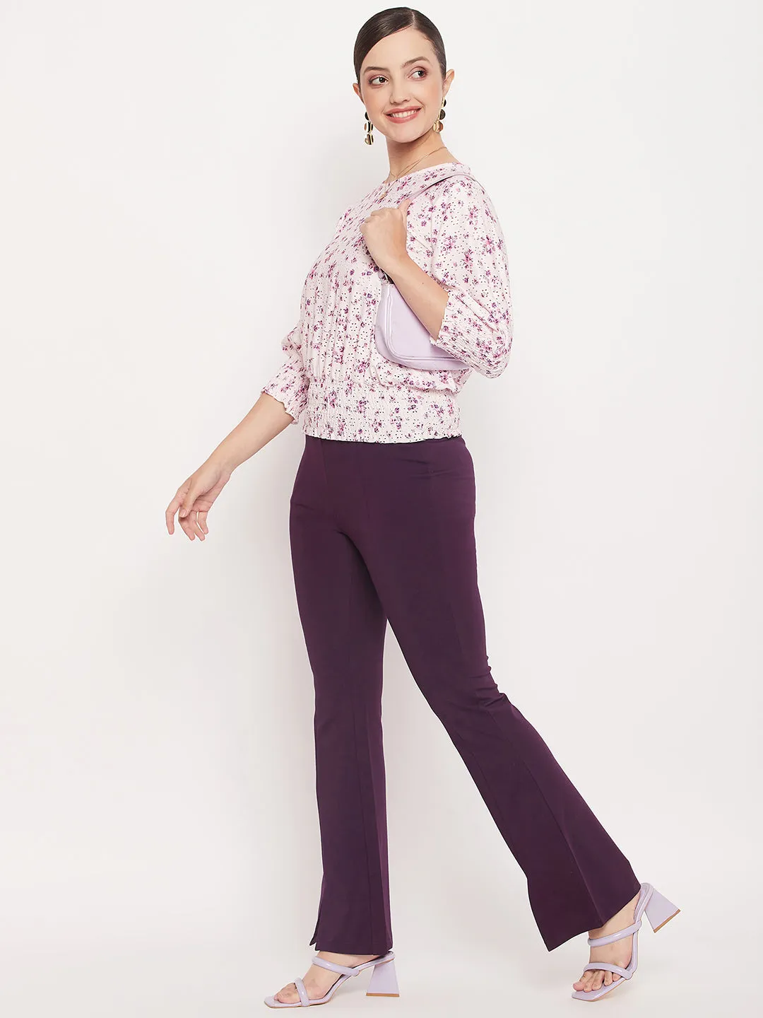 Madame Pink Elasticated Waist Cotton Floral  Top