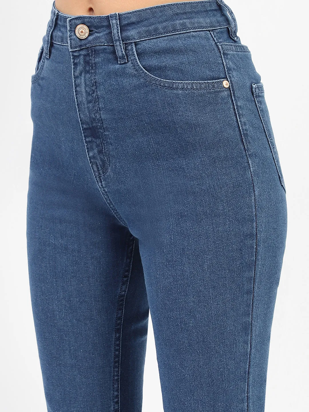 Madame Solid Blue Slim Fit Jeans