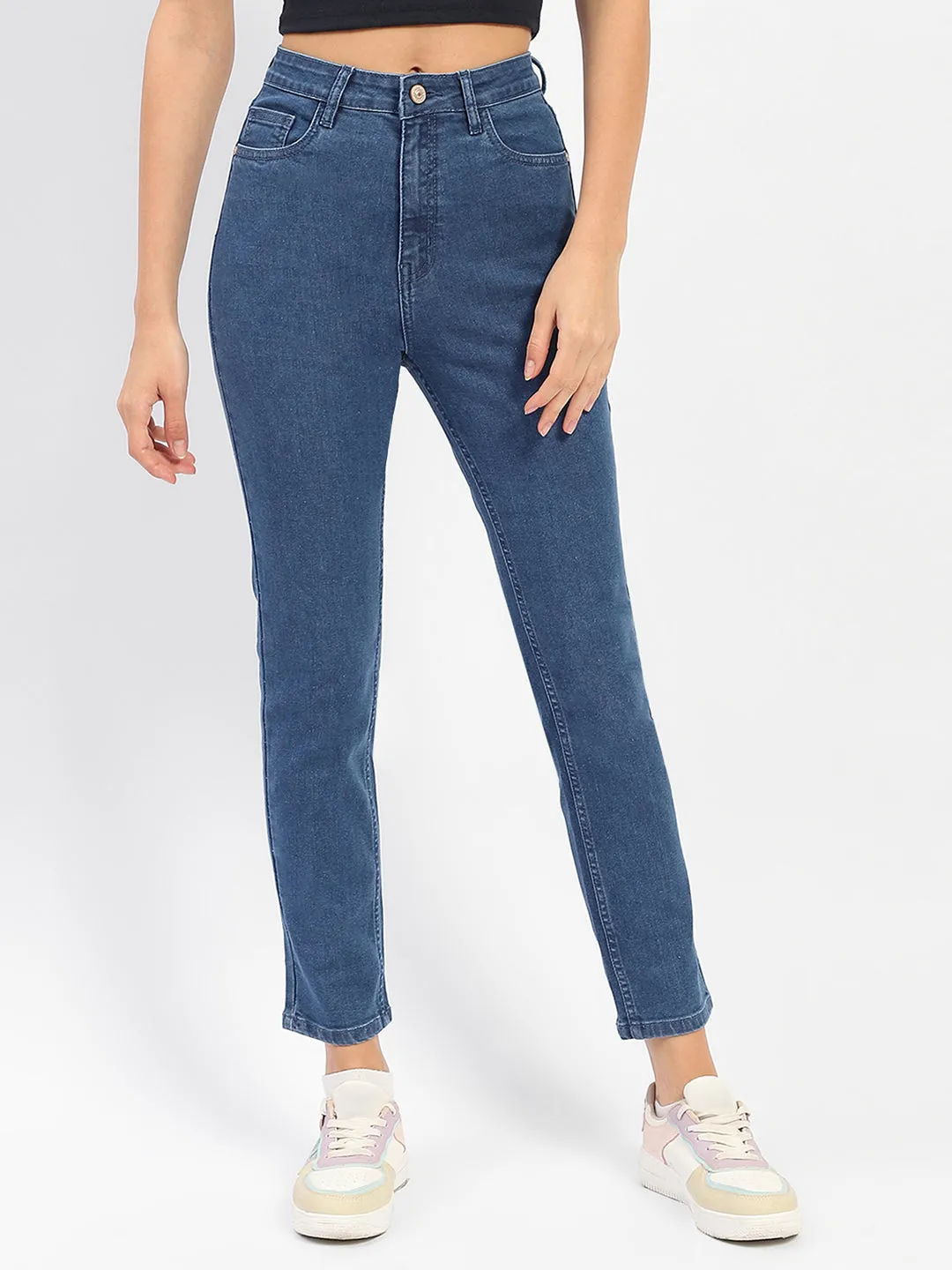 Madame Solid Blue Slim Fit Jeans