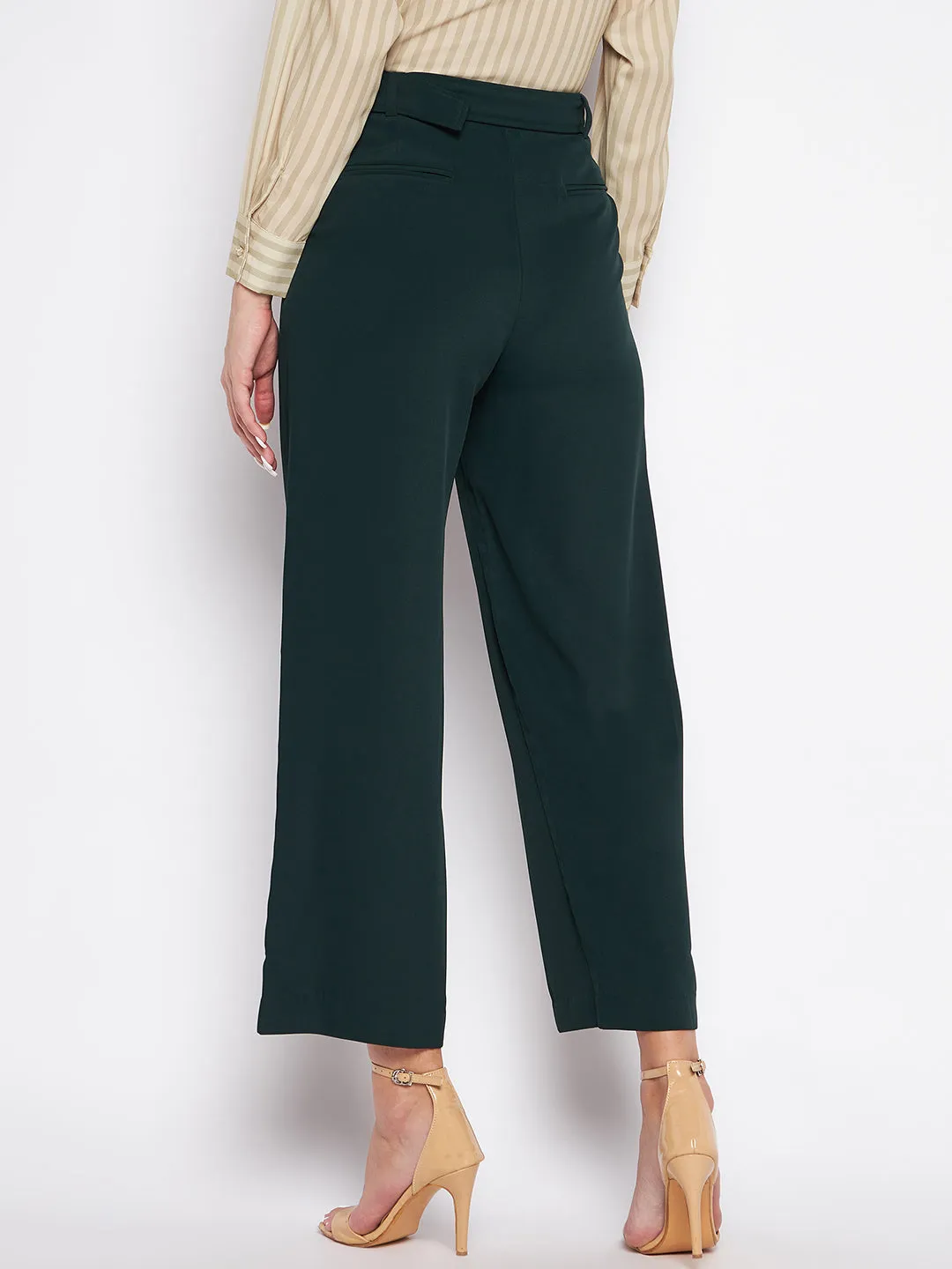 Madame Wide Leg Trousers With Embellished Belted Waist