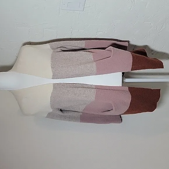 Madewell Ryder Cardigan Sweater Long Open Front Colorblock Pocket Wool Alpaca XS