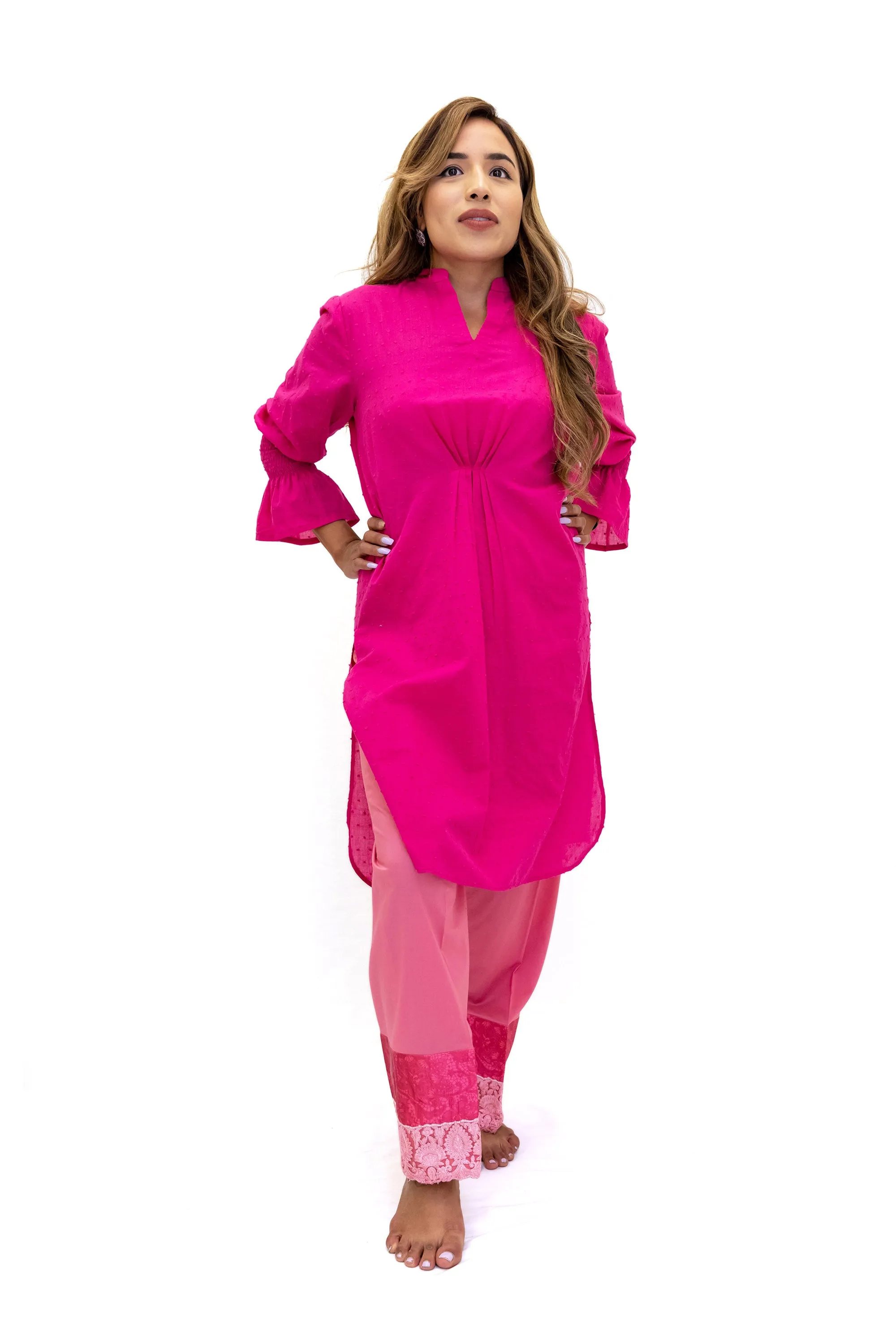 Magenta Cotton Shirt - Women's Kurti