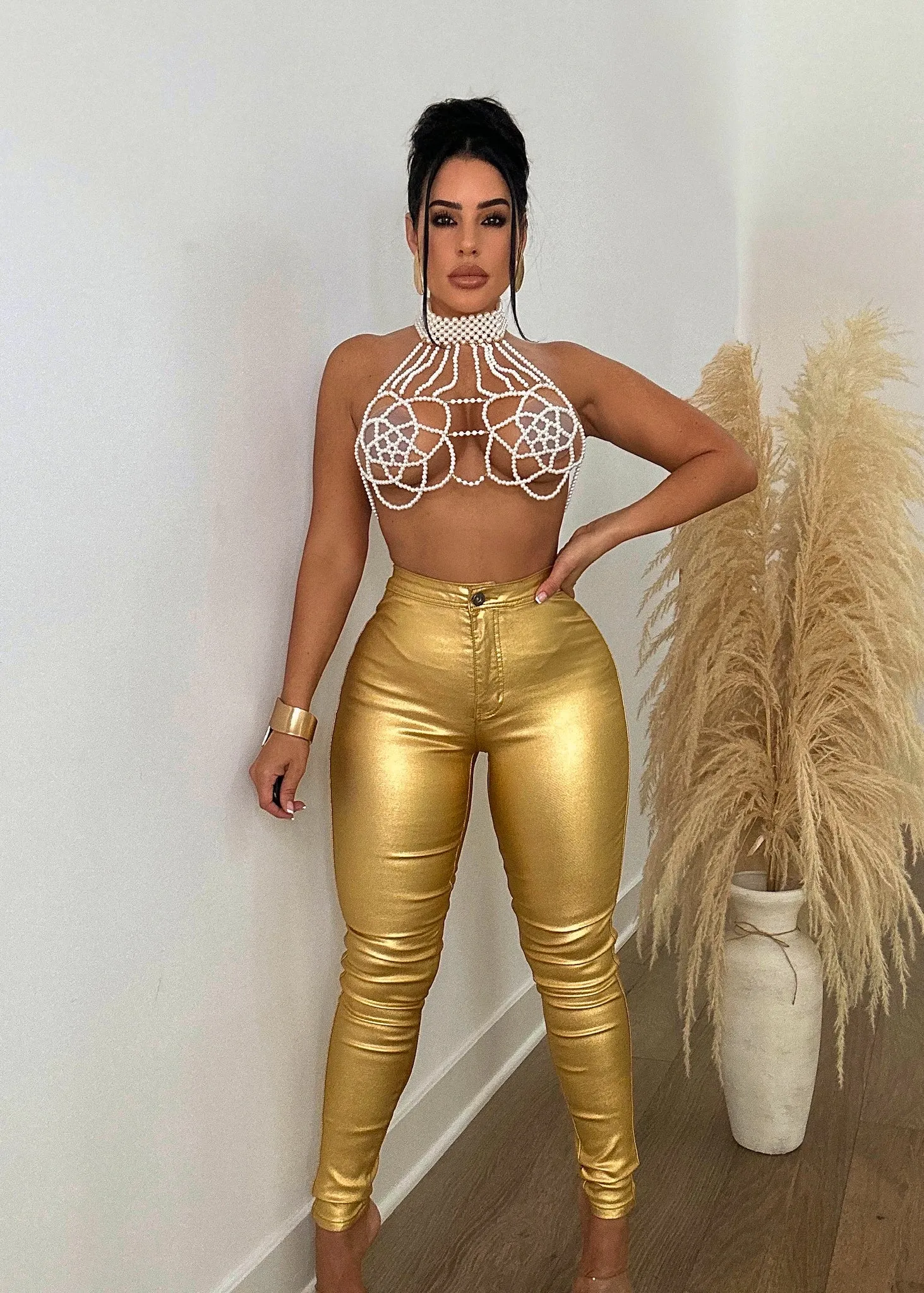 Make A Change Metallic Pant Gold