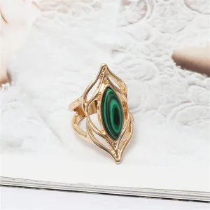 Malachite & 18K Gold-Plated Eye Ring