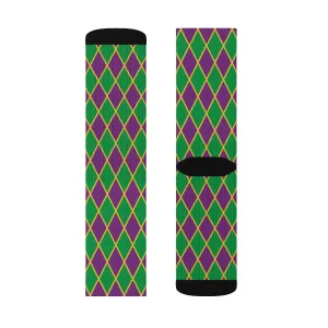 Mardi Gras Argyle Adult Crew Socks