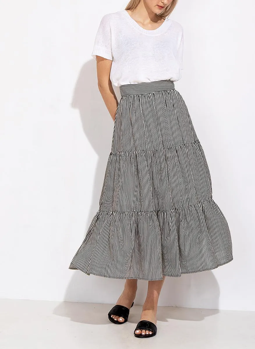 Marella - Rodano Skirt - Black Stripe