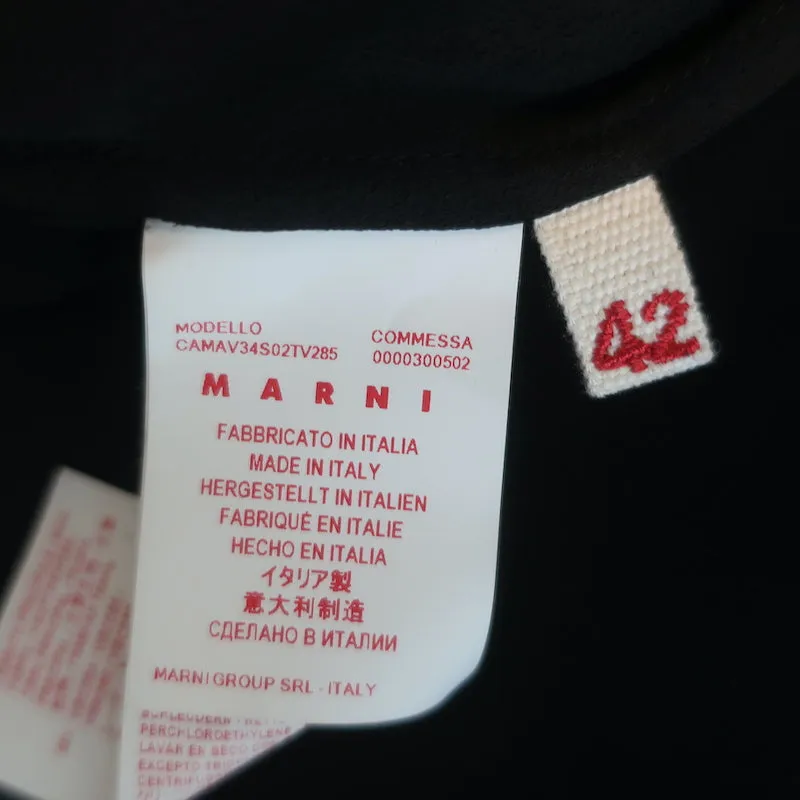 Marni Crystal-Embellished Tunic Top Black Crepe Size 42 Long Sleeve Blouse