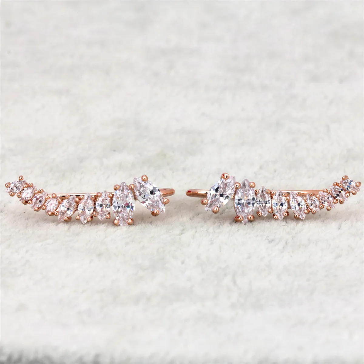 Marquise Crystal & 18K Gold-Plated Ear Climbers