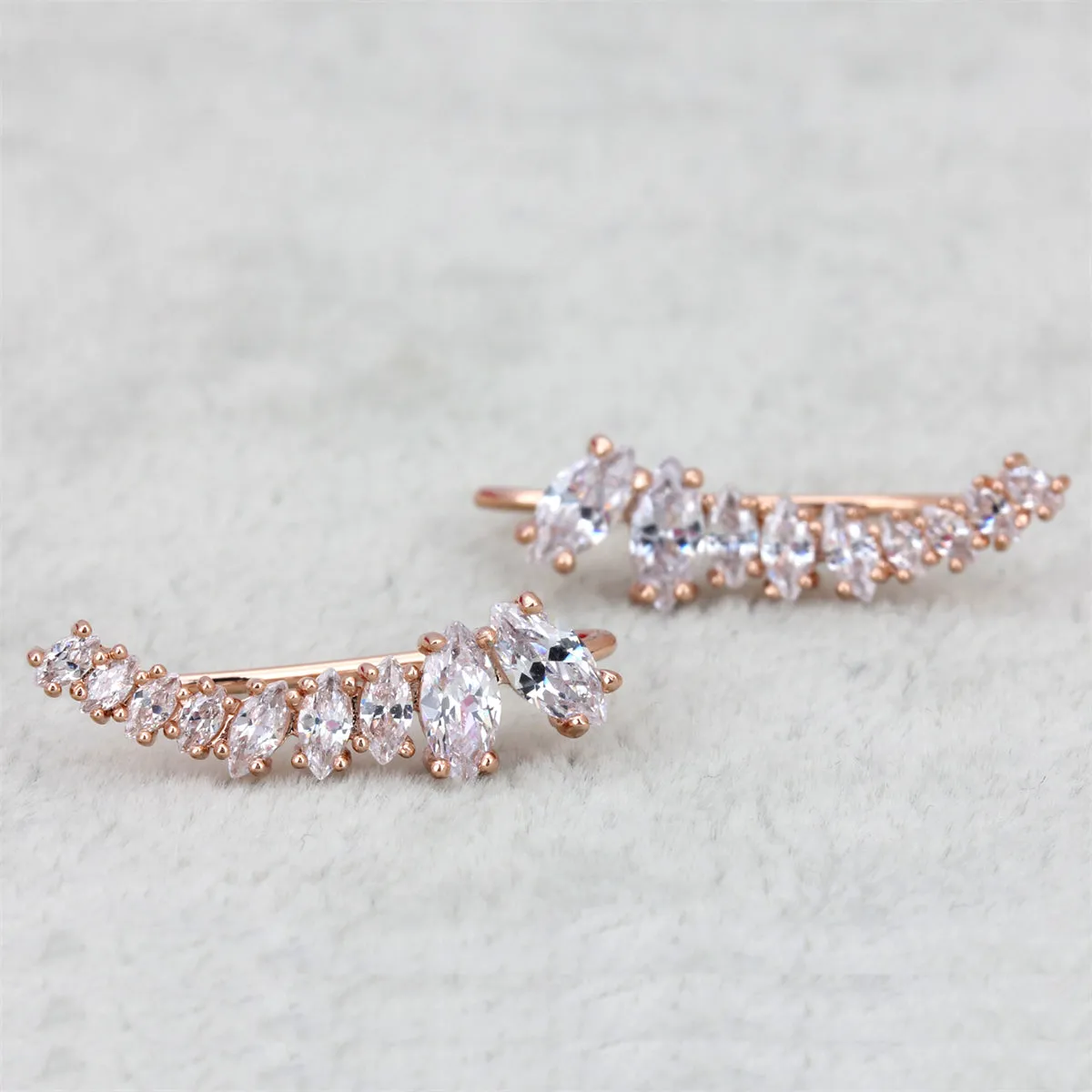 Marquise Crystal & 18K Gold-Plated Ear Climbers
