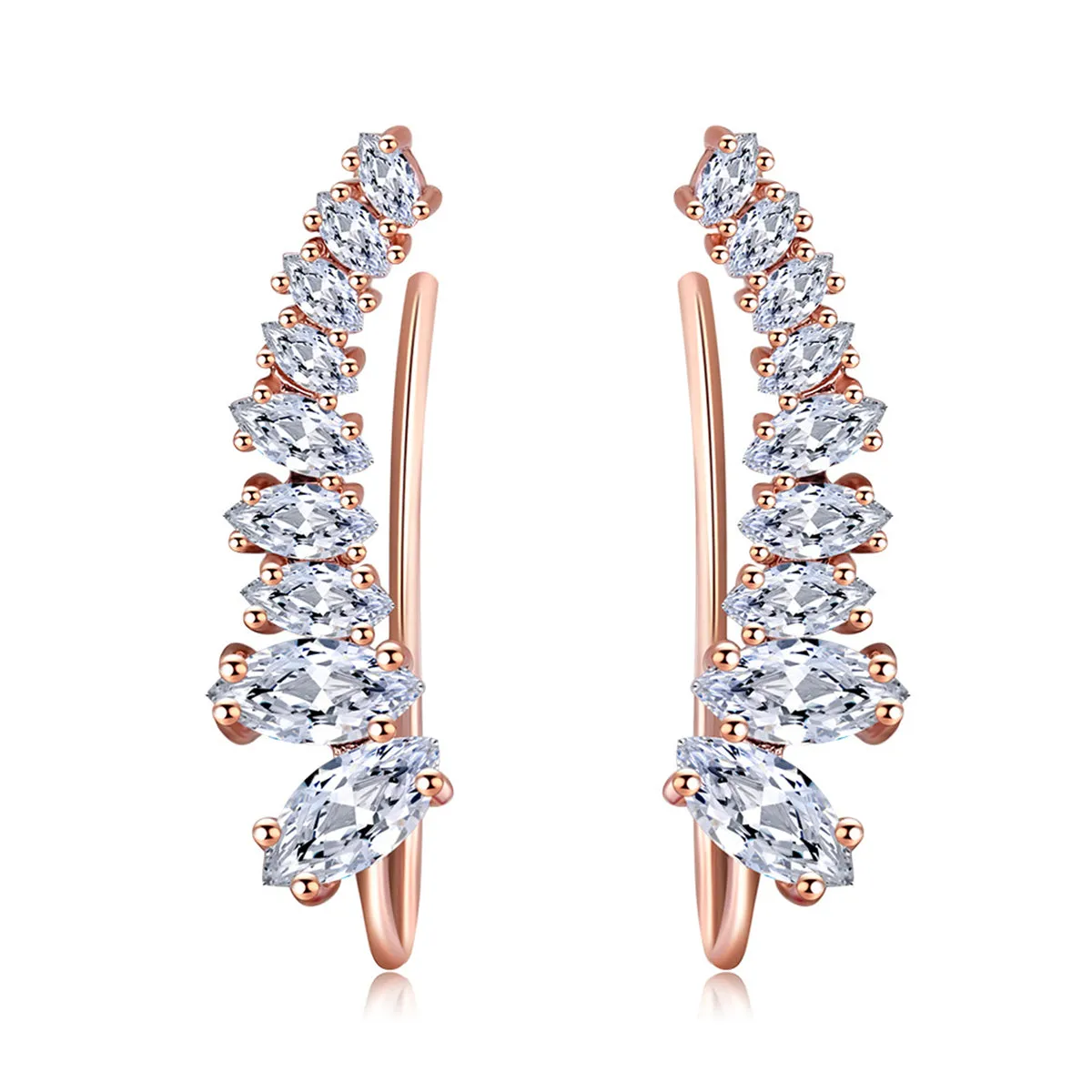 Marquise Crystal & 18K Gold-Plated Ear Climbers
