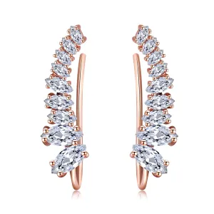 Marquise Crystal & 18K Gold-Plated Ear Climbers