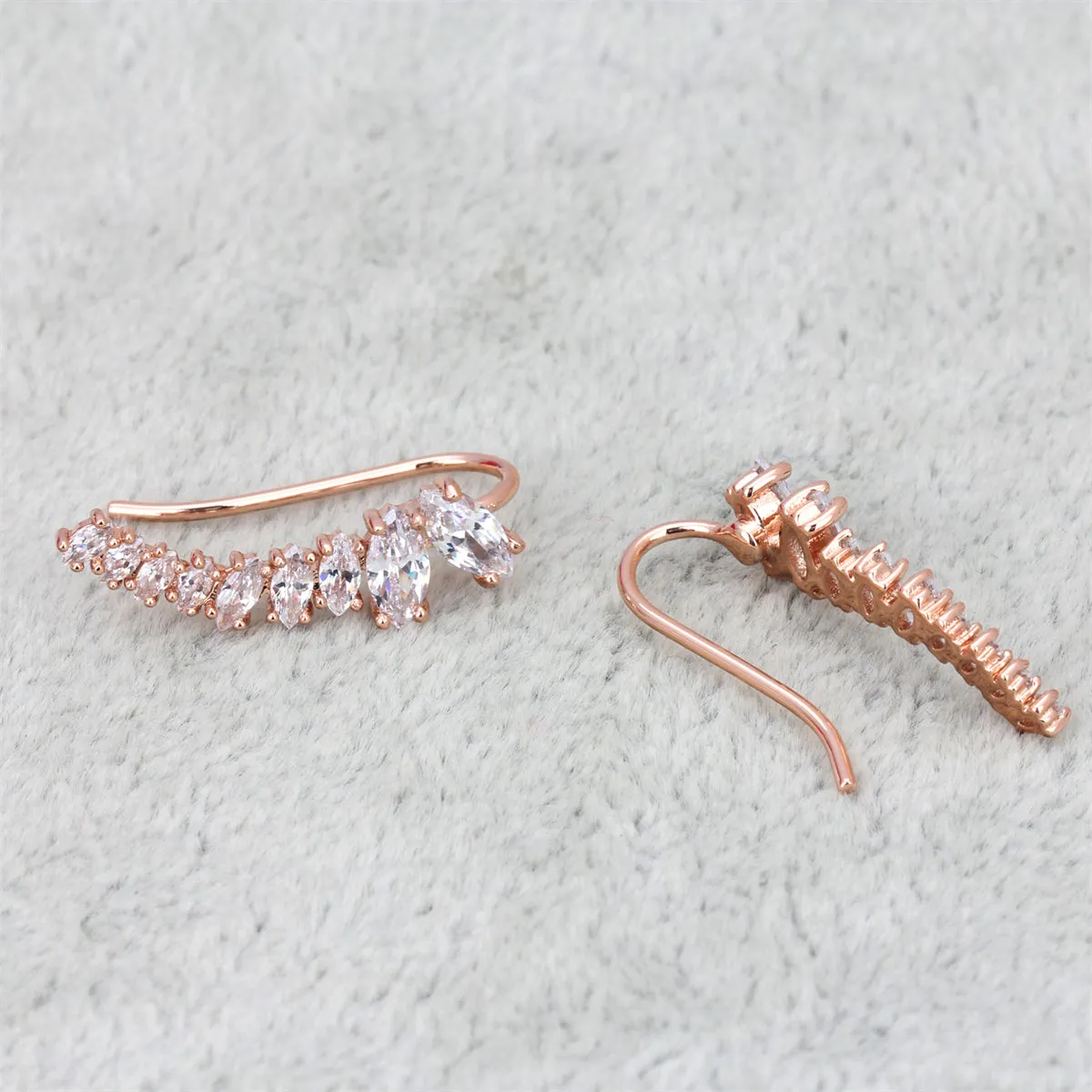 Marquise Crystal & 18K Gold-Plated Ear Climbers