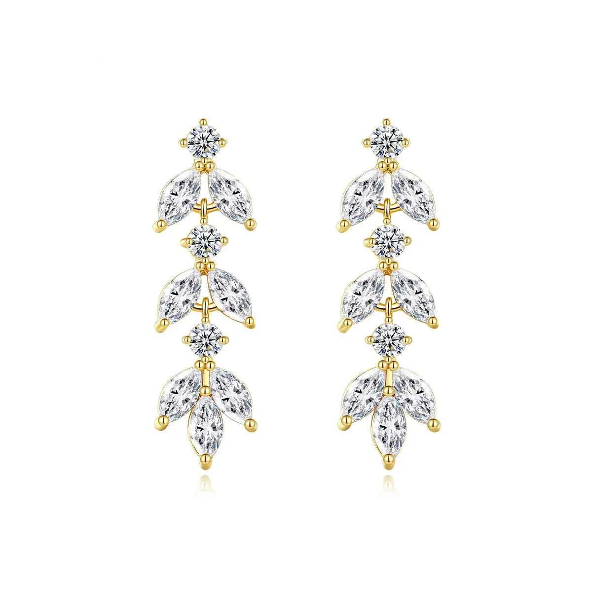 Marquise Crystal & Cubic Zirconia Leaves Drop Earrings