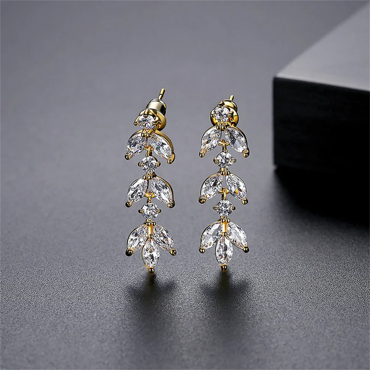 Marquise Crystal & Cubic Zirconia Leaves Drop Earrings