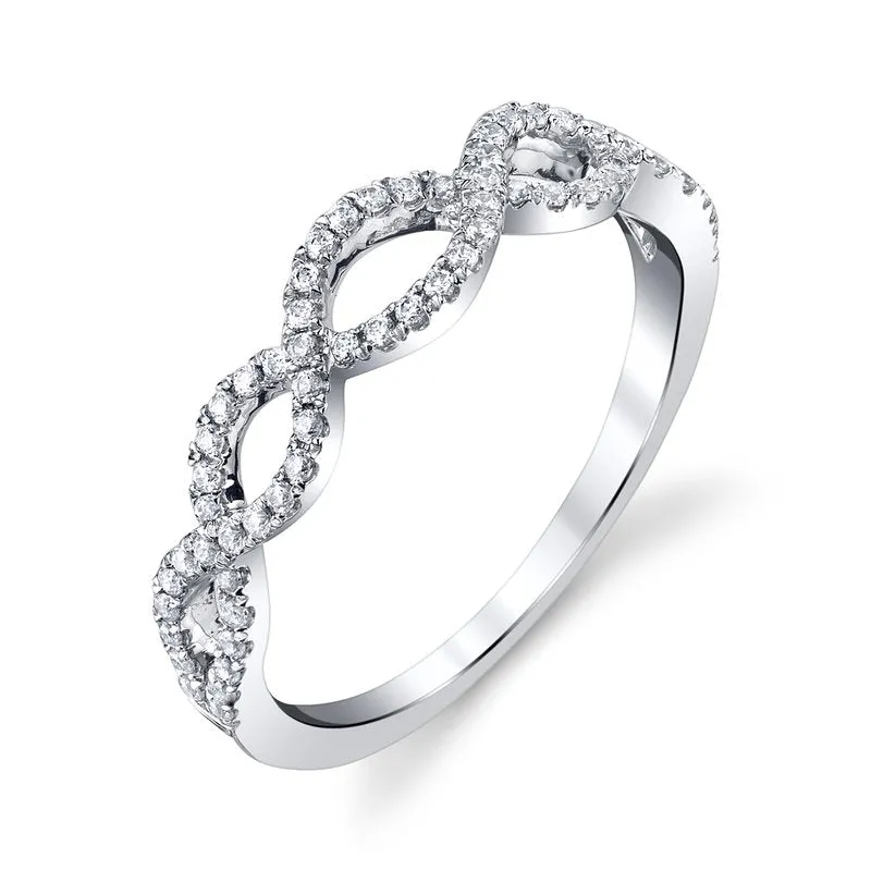 Mars Bridal 14K White Gold Twisting Infinity Style Diamond Wedding Ring 25162B