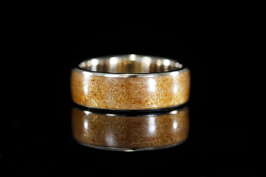 MEN'S YELLOW GOLD ANCIENT KAURI WOOD RING