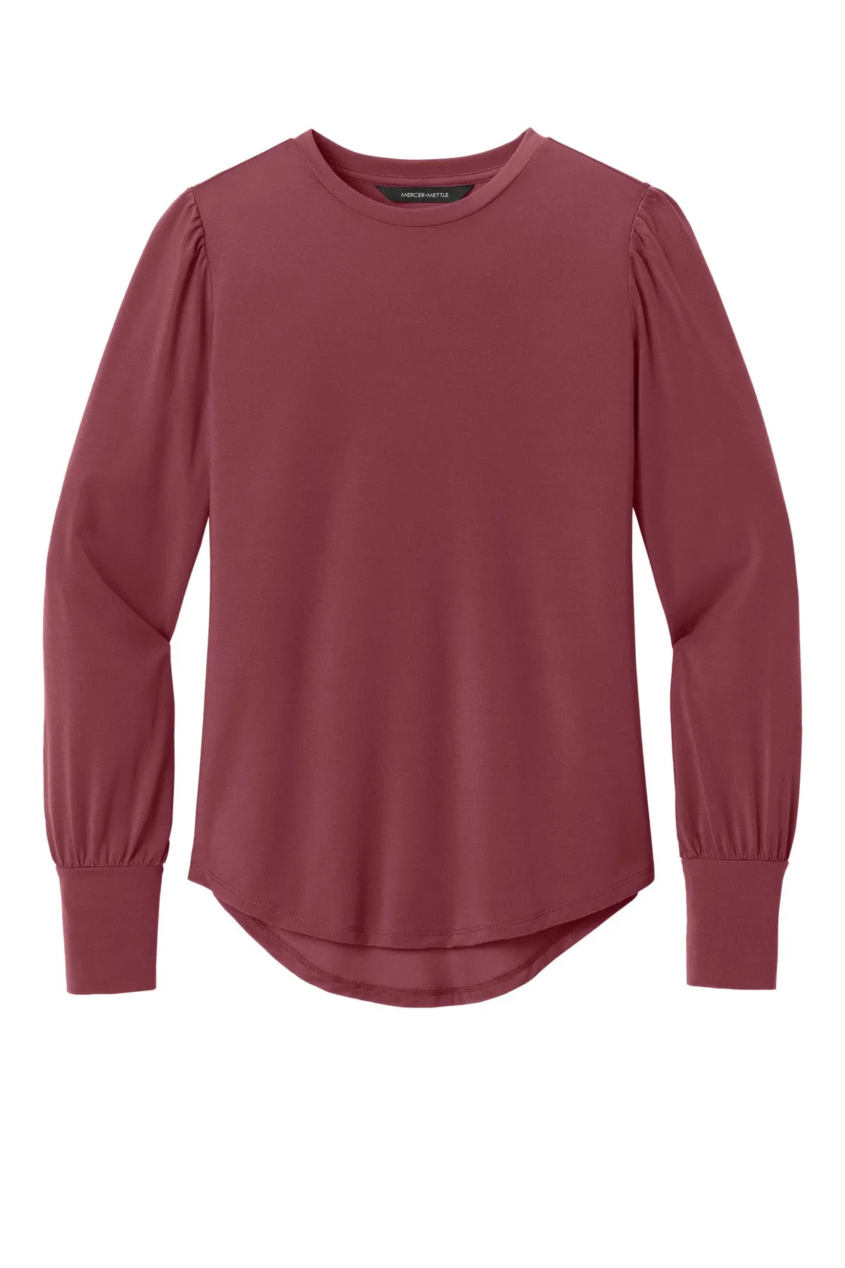 Mercer Mettle Women's Stretch Jersey Long Sleeve Blouson Top MM1019 Rosewood