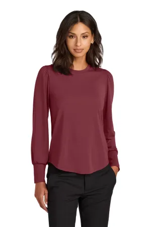 Mercer Mettle Women's Stretch Jersey Long Sleeve Blouson Top MM1019 Rosewood