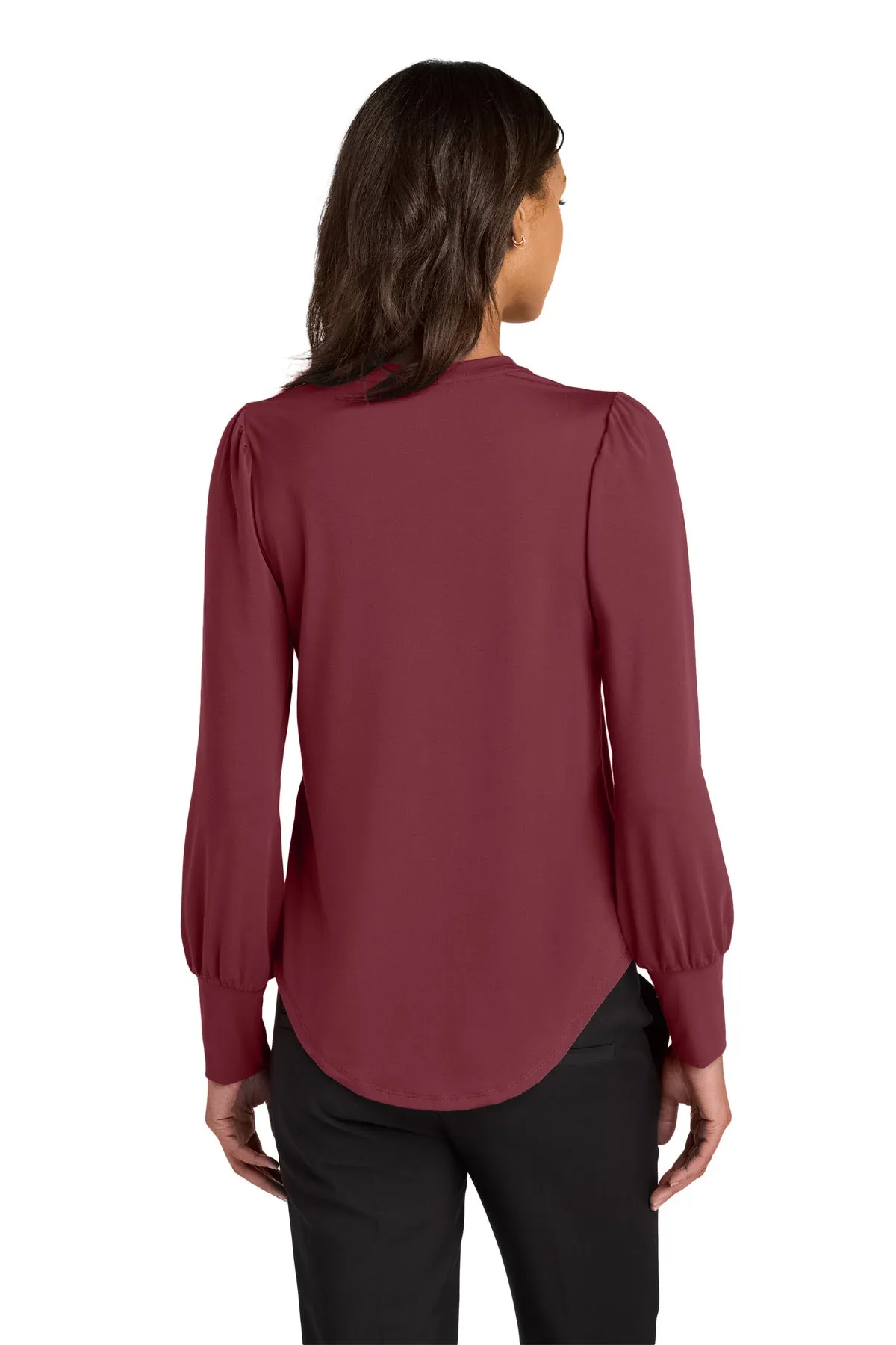 Mercer Mettle Women's Stretch Jersey Long Sleeve Blouson Top MM1019 Rosewood