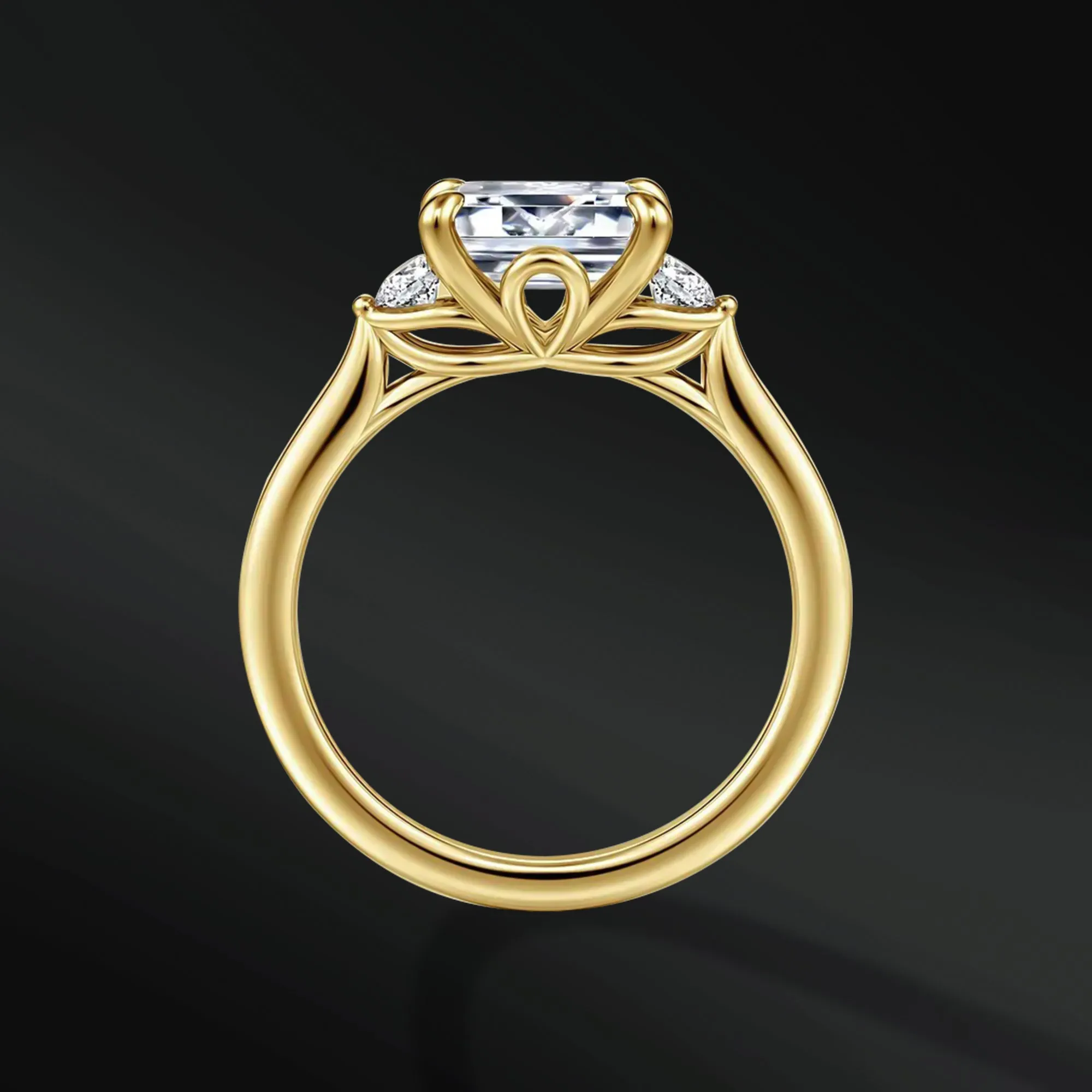 Meteorite Embrace - Ring Set | Certified Emerald Moissanite Engagement Ring | Muonionalusta Meteorite