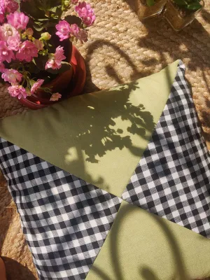 Mint and Checks Cross Cushion