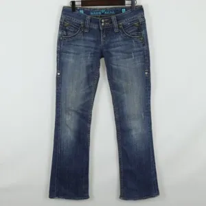 Miss Me Sang Real Women's Size 26 Blue Low Rise Boot Cut Embellished Jeans