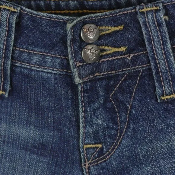 Miss Me Sang Real Women's Size 26 Blue Low Rise Boot Cut Embellished Jeans