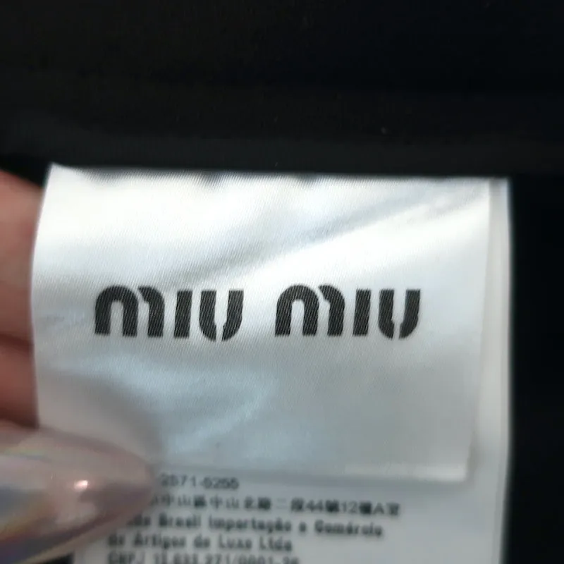 Miu Miu Crystal & Pearl Embellished Mini Skirt Black Wool Size 46