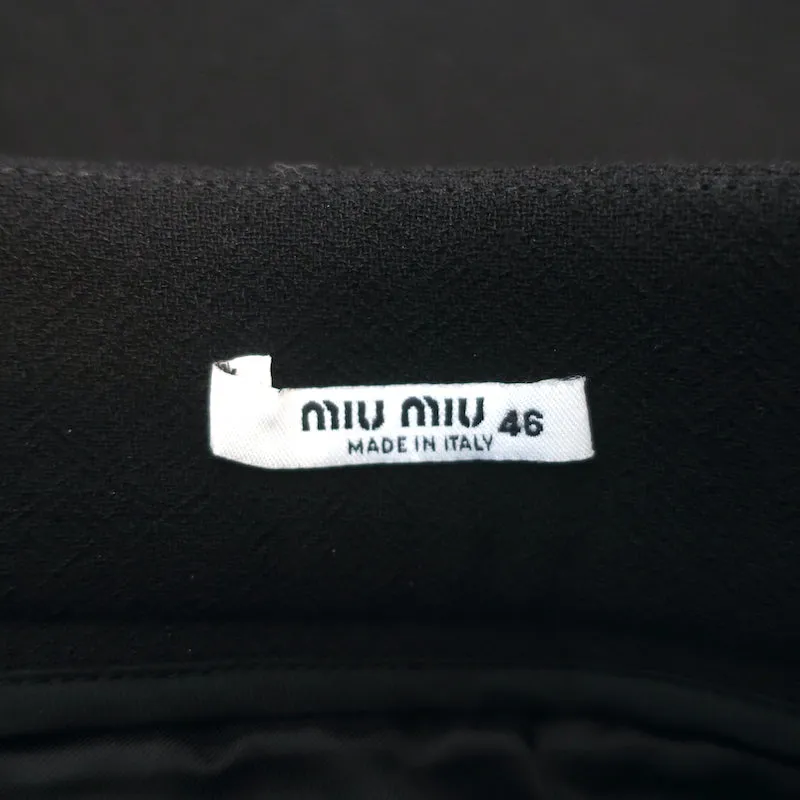 Miu Miu Crystal & Pearl Embellished Mini Skirt Black Wool Size 46