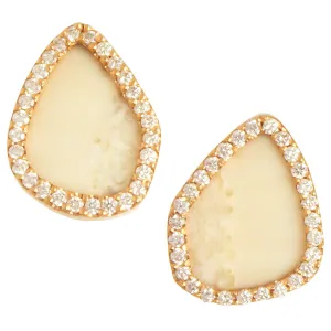Monique Péan Fossilized Walrus Ivory & Diamond Earrings