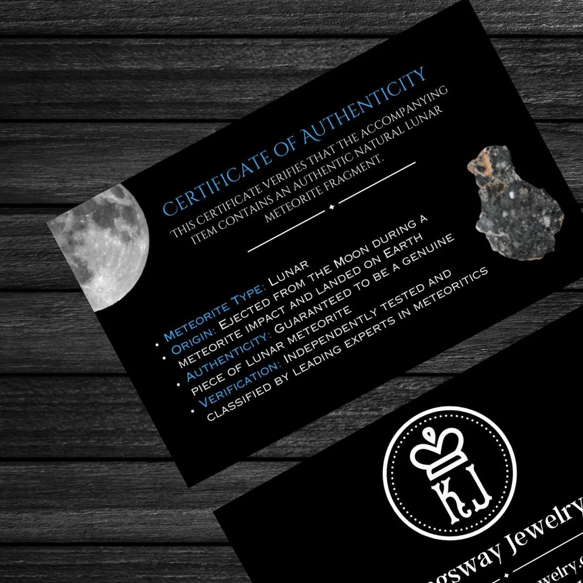 Moon Aura - 10K Gold or Sterling Silver Engagement Ring for Her | Real Lunar Meteorite & Natural Diamond Ring | | Clarity VS1-2, G/H Color