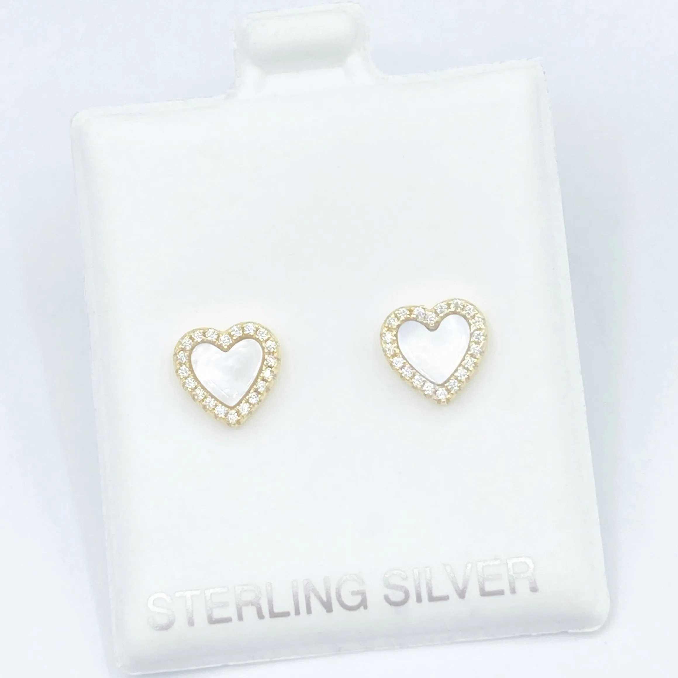 Mother of Pearl Stone Heart Studs