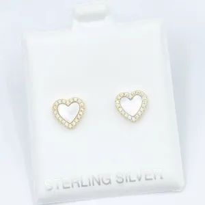 Mother of Pearl Stone Heart Studs