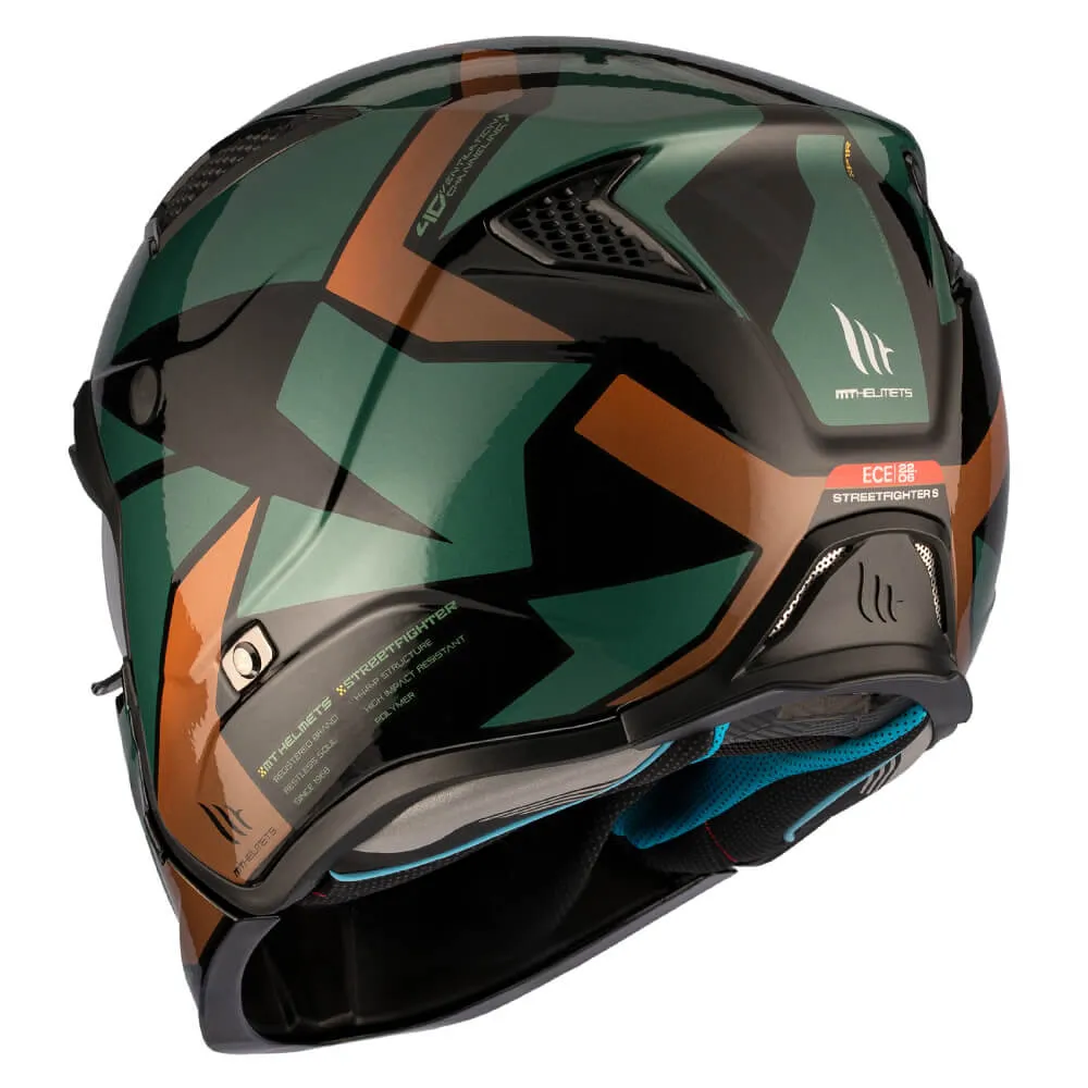 MT Streetfighter SV S Helmet P1R A9 Gloss Black / Green / Gold