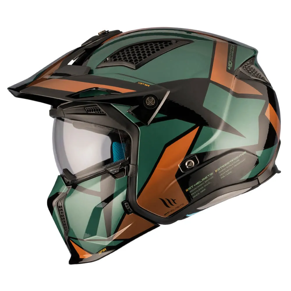 MT Streetfighter SV S Helmet P1R A9 Gloss Black / Green / Gold
