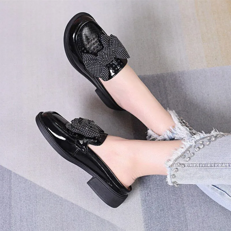 Mules Loafers Leather Women's Casual Shoes British Style GCSW28
