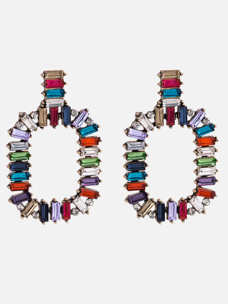 Multi-color High-grade Crystal Earrings Fashionable Wild High-end Diamond Accessories Women's Earrings