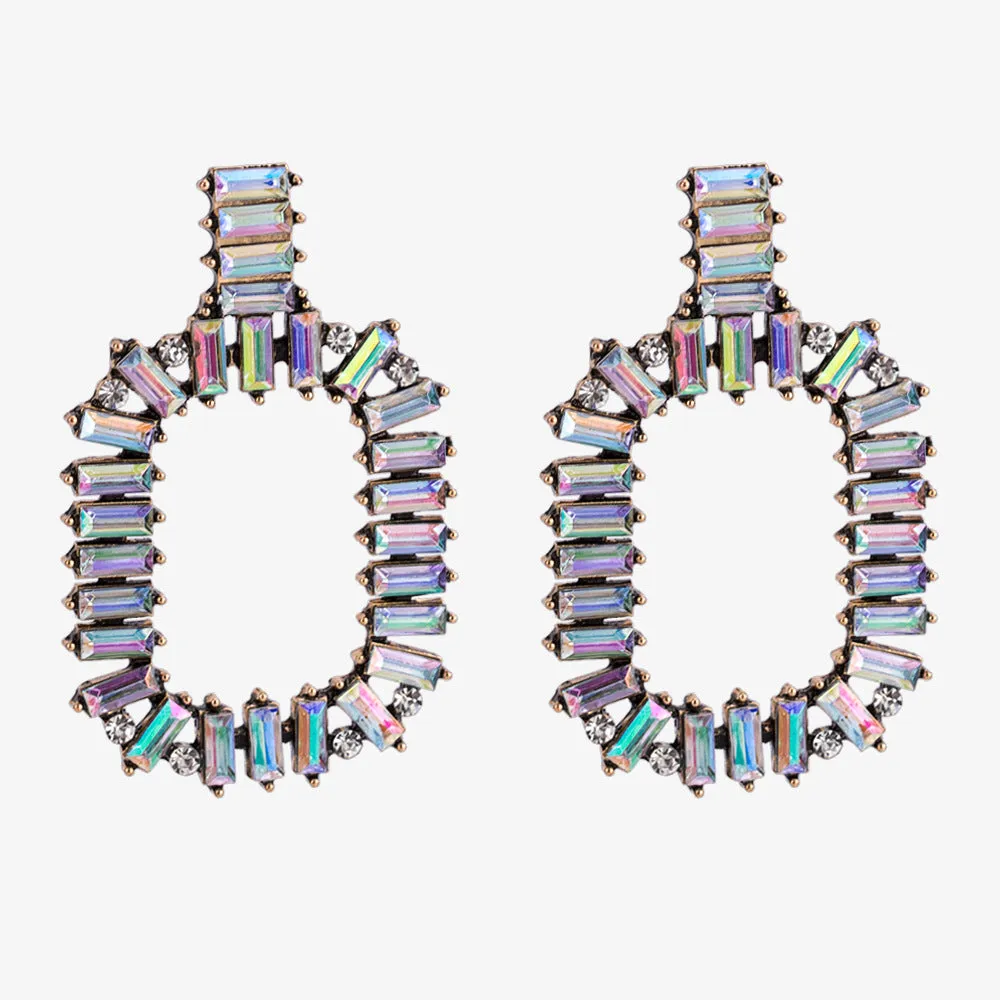 Multi-color High-grade Crystal Earrings Fashionable Wild High-end Diamond Accessories Women's Earrings