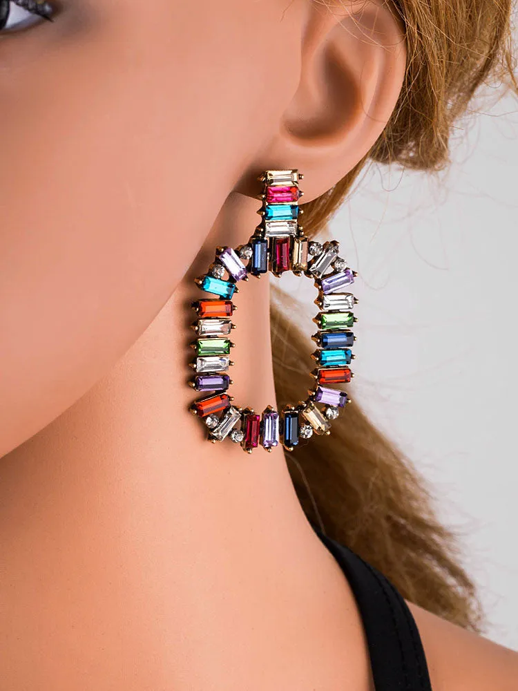 Multi-color High-grade Crystal Earrings Fashionable Wild High-end Diamond Accessories Women's Earrings