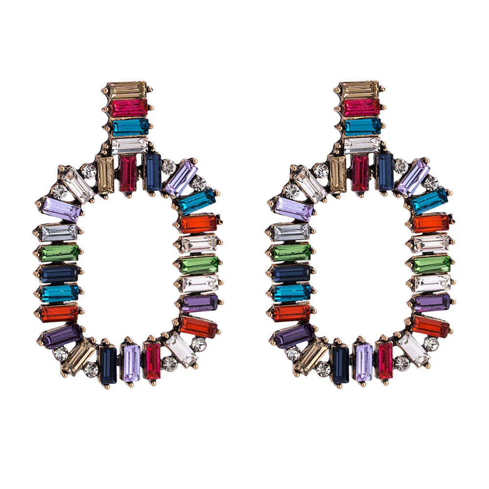 Multi-color High-grade Crystal Earrings Fashionable Wild High-end Diamond Accessories Women's Earrings